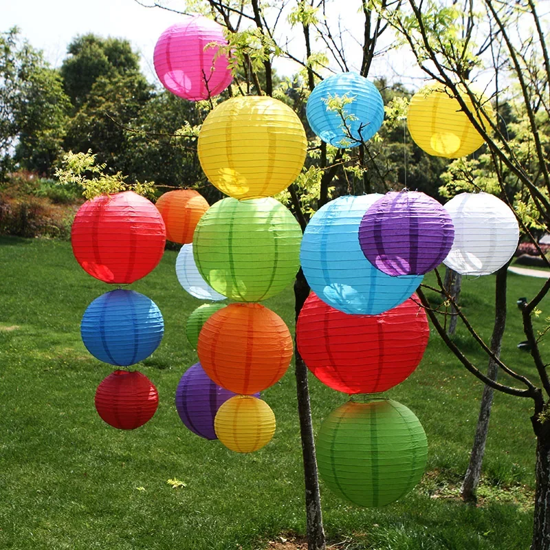 Mehrfarbige chinesische/japanische runde Papier laternen Ball für Hochzeits feier hängende Laternen Geburtstag Dekor Baby party DIY Lieferungen Image
