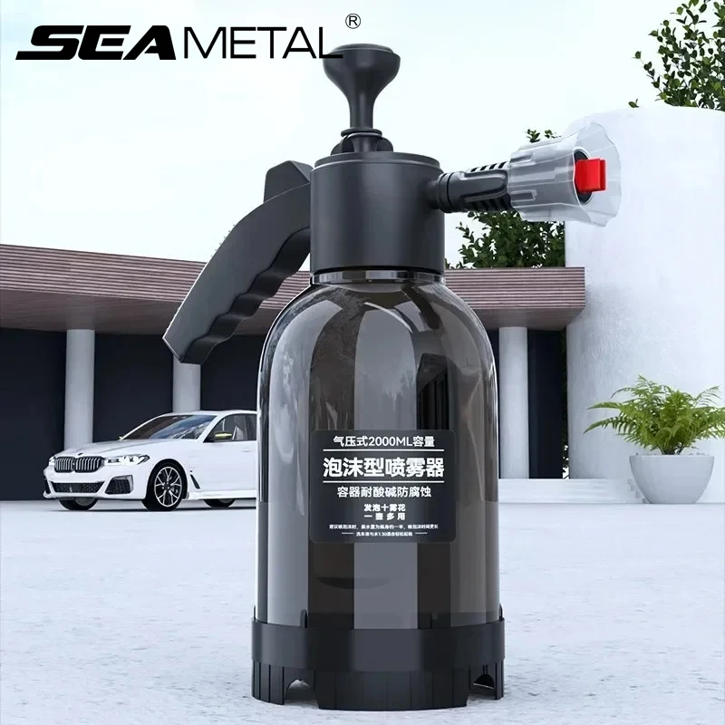 SEAMETAL 2L Schaum Sprayer Hand Auto Waschen Spray Flasche Gießkanne Luftdruck Schnee Schaum Sprayer Auto Detaillierung Reinigung werkzeug Image