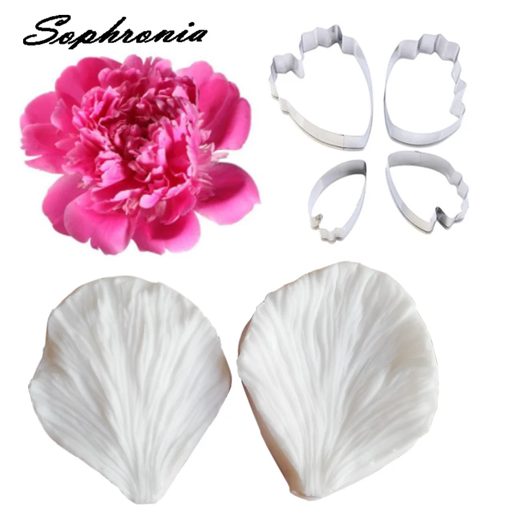 Große Pfingstrose Blütenblatt Veiner & Cutter Silikonform Fondantform Kuchendekorationswerkzeuge Schokolade Gumpaste, Sugarcraft Form CS286 Image