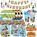 Disney Toy Story – décoration de fête d'anniversaire, fournitures de table, nappe, gobelets, assiettes, ballons Buzz Lightyear, cadeaux pour bébé