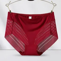 3XL grande taille Plus grande dentelle Sexy femmes sous-vêtements bande transparente respirant taille haute femme culotte élasticité mince Breifs