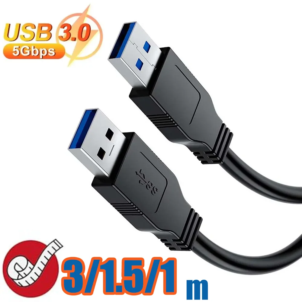 Cavo USB 3.0 Tipo A Cavo USB 3.0 maschio-maschio per ventola di raffreddamento/pad, fotocamera, HUB USB, interruttore doppio cavo USB 3.0 A maschio 3 m/1,5 m/1 m
