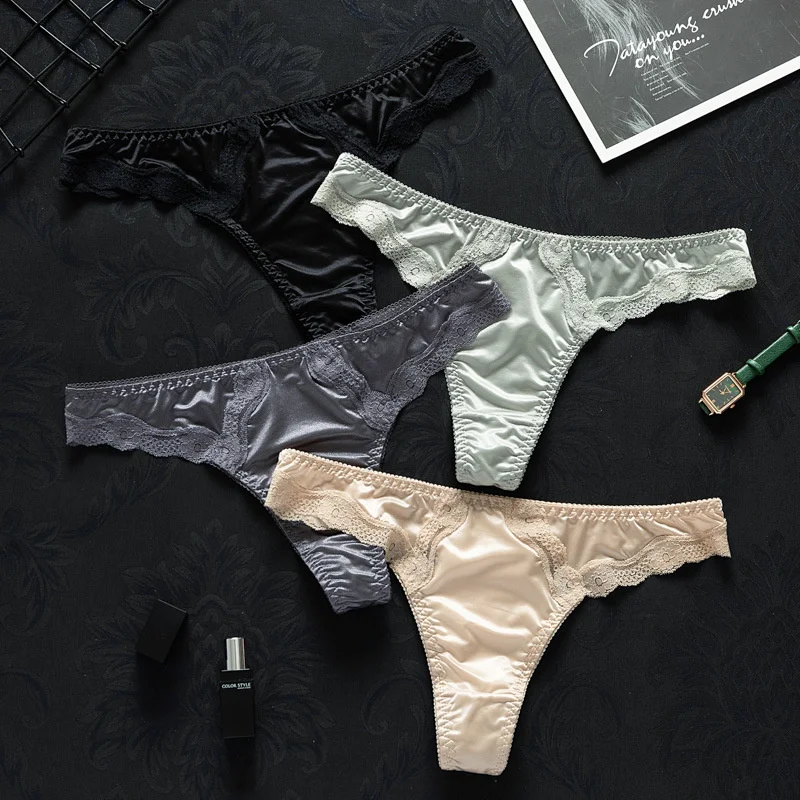SP&CITY Perizoma in pizzo di seta di ghiaccio ad alta elasticità Maglia Intimo da donna sexy Sottile Yoga Fitness Scava fuori Mutandine Slip senza cuciture Tanga
