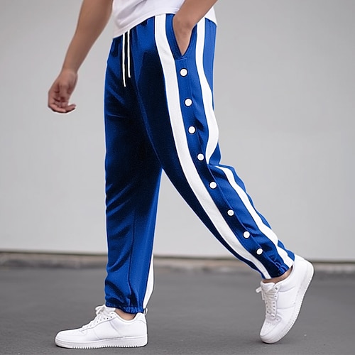 Herren Jogginghose Trainingshose Jogginghose Jogger Hosen abreißen Freizeithose Tasche Kordelzug Elastische Taille Streifen Komfort Atmungsaktiv Outdoor Täglich Ausgehen Modisch Brautkleider schlicht Image