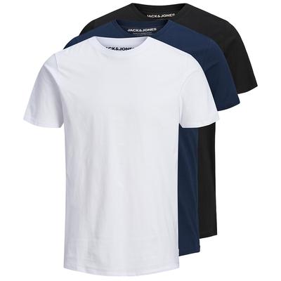 JACK&JONES Herren Casual Baumwolle Rundhalsausschnitt Kurzarm T-Shirt Multi 3er Pack