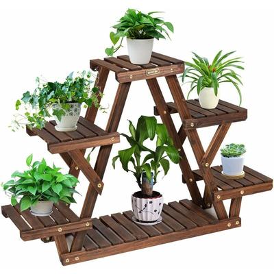Costway - Blumentreppe Pflanzenstaender Holz, Pflanzentreppe Blumenregal, Blumenstaender, Image