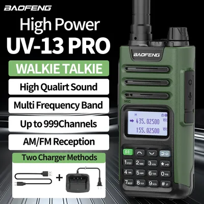 BaoFeng UV-13 PRO V1 V2 Walkie Talkie High Power Multi Band Type-C Charger DTMF AM FM 999CH Long