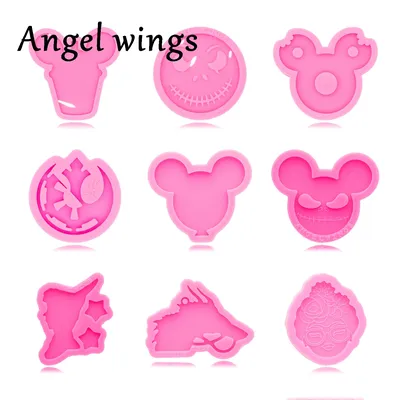 DY0485 1.5inch Mouse Phone Grip Mold Silicone Molds, Jack Lisa Cartoons Mould To Make Badge Reel Crafts with Epoxy