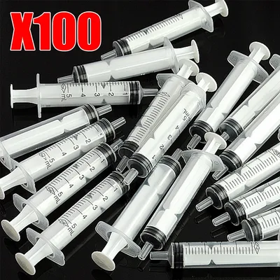 100 x All Sizes Disposable Syringe Disposable Plastic Nutrient Syringe Injector Slim Nutrient