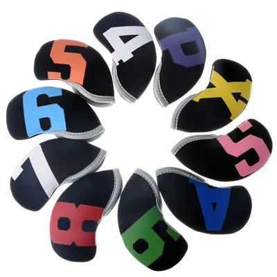 10pcs/set New Golf Iron Head Cover Golf Iron Cover 4 5 6 7 8 9 P A S X Waterproof Neoprene Golf