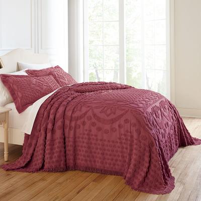 Georgia Chenille Bedspread by BrylaneHome in Burgundy (Size FULL)