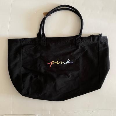 Pink Victoria's Secret Bags | Black Rainbow Cursive Logo Pink Victoria’s Secret Duffle Travel Tote Bag | Color: Black | Size: Os