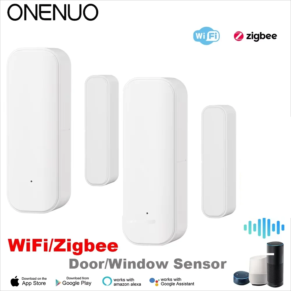 WiFi oder Zigbee Fenster-Tür-Sensor mit Akku Smart Home Security Alarm System Sprachsteuerung über Alexa Google Home Smart Image