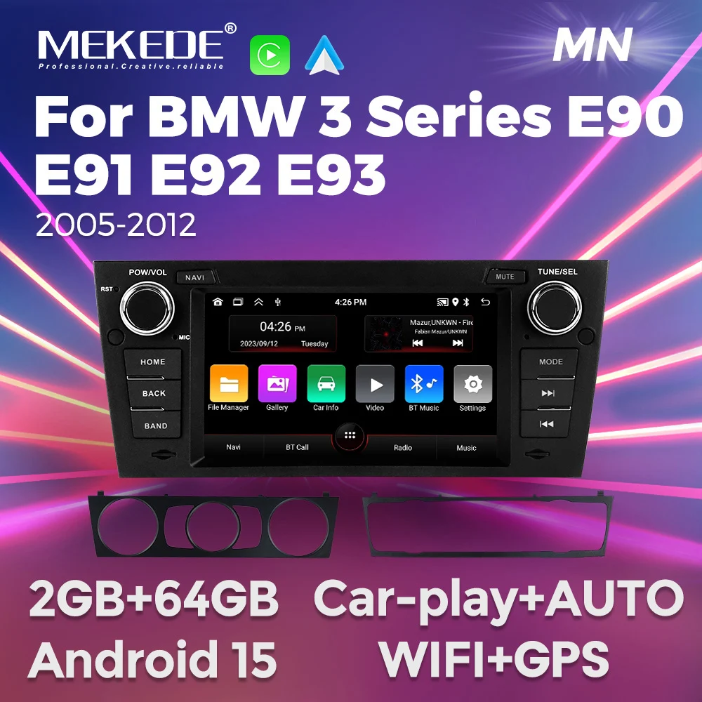 MEKEDE Android 15 HD-Bildschirm für BMW 3er-Serie E90 E91 E92 E93 Auto-Stereo-Multimediasystem GPS WIFI Carplay 2 Din Autoradio Image