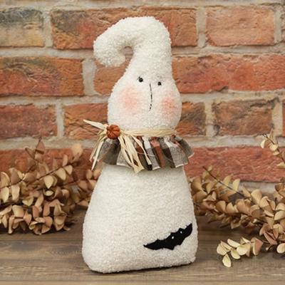 Stuffed Plaid Ruffled Ghost Doll with Bat - 12.5