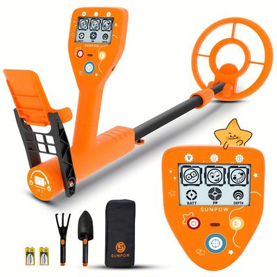 TEMU Sunpow Metal Detector - Lightweight Waterproof, Cartoon Lcd Display, 3 Modes, Adjustable Length, Easy To Carry And Operate - Ideal Gift