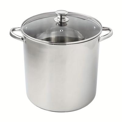 TEMU 16-quart Stainless Steel Stock Pot With Glass Lid - Stay-cool Handles, Induction Safe, Dishwasher Safe - Perfect For Sauces, Soups, And Pastas