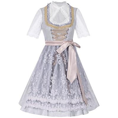 Karneval Oktoberfestbier Kostüm Kleid Outfits Dirndl Bayerisch Dienstmädchen Deutsch München Wiesn Damen Stoff im traditionellen Stil Hemd Kleid Schürze Image