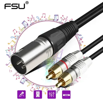 FSU Audio 2RCA Cable Male to XLR 3 Pin Male Female Cannon Amplifier Mixing Plug AV Cable Dual XLR to