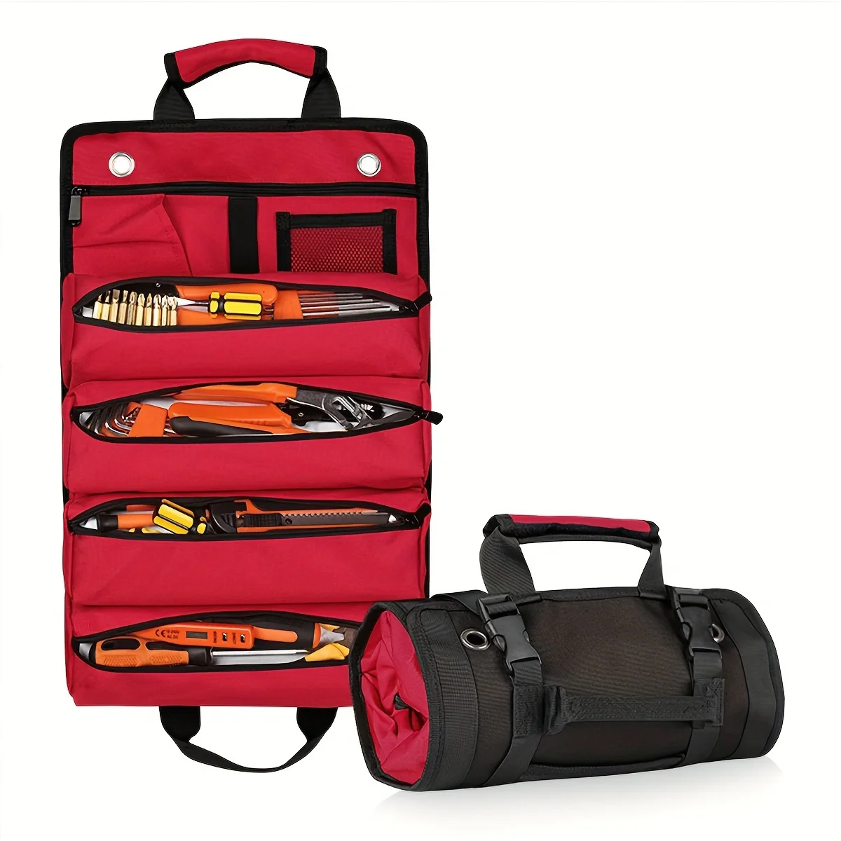 Sac à outils, sac de rangement d'outils à bobine, sac multifonctionnel détachable adapté aux outils d'entretien, sac à outils de camping et d'urgence