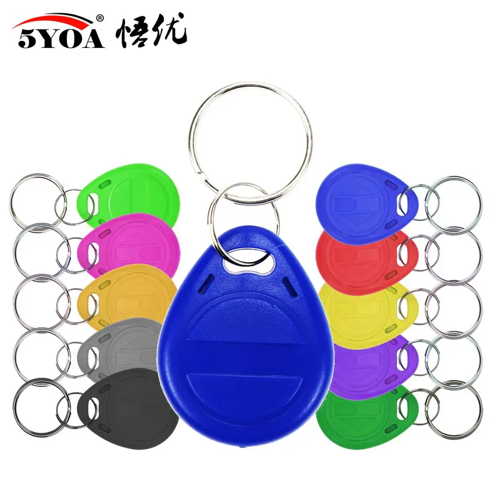 10 stücke 125 KHz T5577 Keyfobs Wiederbeschreibbare Duplizieren Tag 5200 Proximity Kopie Zugang Karte ID Token Ring RFID Cloner schlüsselbund Image
