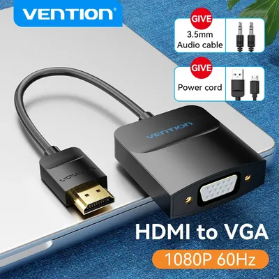 Vention HDMI zu VGA Adapter 1080P HD Stecker auf VGA Buchse Konverter mit 3,5 Jack Audio Kabel für Xbox PS4 PC Laptop Projektor