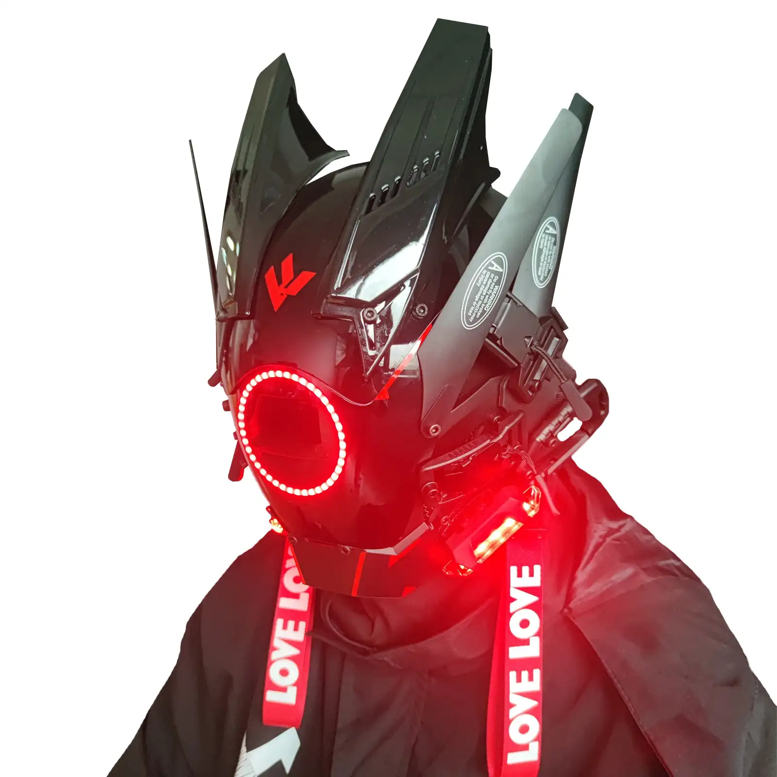JAUPTO Punk-Maske, Helm, Cosplay für Herren, futuristische Punk-Techwear, Halloween-Cosplay, passend für Party, Musik, Festival, Zubehör