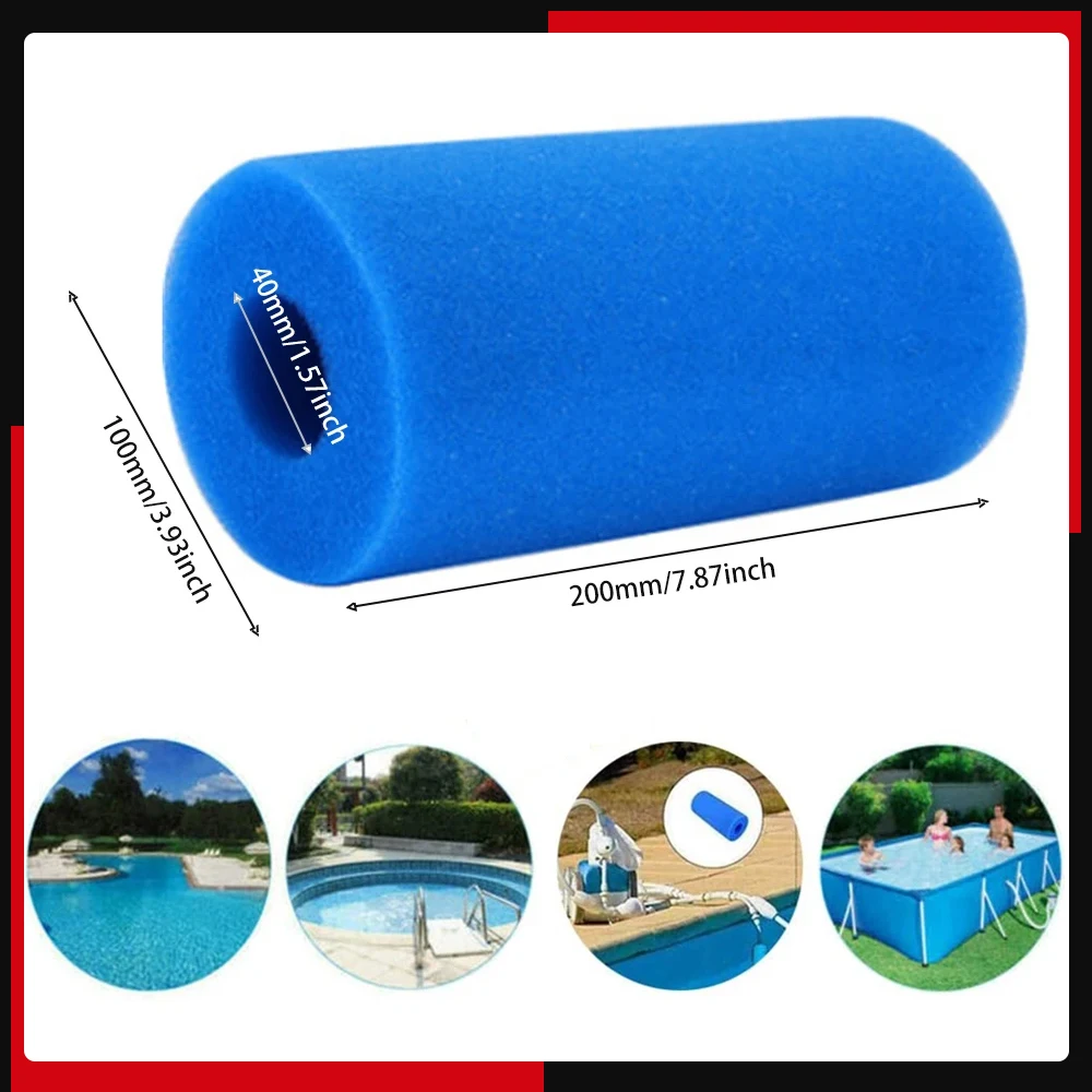 Éponge filtrante en mousse pour piscine, 10cm x 20cm, nettoyant biomousse réutilisable pour Intex Type A, cartouche filtrante en mousse pour piscine