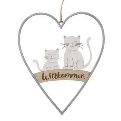Boltze Willkommen-Schild Milou grau Katze
