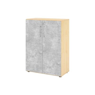 bümö Aktenschrank abschließbar, Büroschrank Holz 80cm breit in Ahorn/Beton - abschließbarer Schrank mit Aktenregal für's Büro & Arbeitszimmer, Büro Image