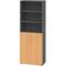 bümö Aktenregal & Schrank abschließbar, Büroschrank Regal Kombination Holz 80cm breit in Graphit/Buche - abschließbarer Schrank für's Büro &
