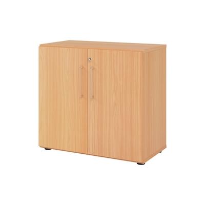 bümö Aktenschrank abschließbar, Büroschrank Holz 80cm breit in Buche - abschließbarer Schrank mit Aktenregal für's Büro & Arbeitszimmer, Büro Möbel Image