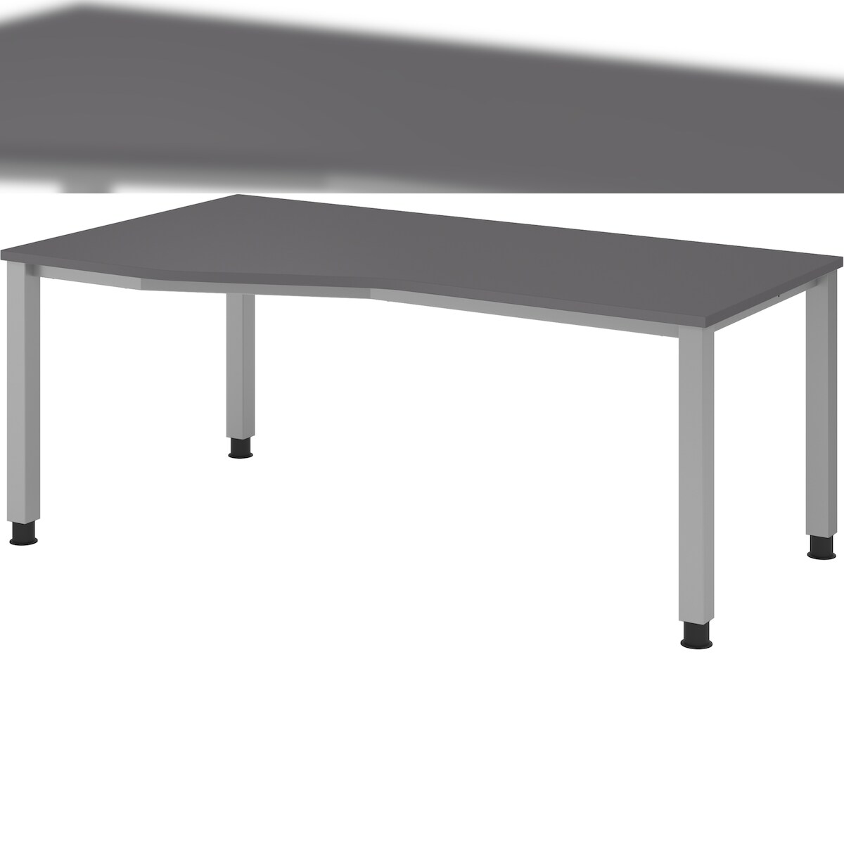 bümö manuell höhenverstellbarer Schreibtisch 180x100 cm in Graphit, Metall-Gestell: Silber - PC Tisch höhenverstellbar & belastbar bis 140 kg, Büro- Image