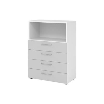 bümö smart Schubladenschrank, Büroschrank 80cm breit in Weiß/Grau mit 4 Schüben & 1 Regalfach - Bürocontainer aus Holz, Container mit Metallgriffen & Image