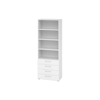 bümö smart Schubladenschrank, Büroschrank 80cm breit in weiß mit 4 Schüben & 4 Regalfächern - Bürocontainer aus Holz, Container mit Metallgriffen & Image