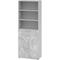 bümö Aktenregal & Schrank abschließbar, Büroschrank Regal & Schubladen Kombination Holz 80cm breit in Grau/Beton - Schrank für's Büro &