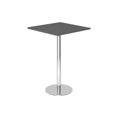 bümö Stehtisch Büro, Bistrotisch eckig 80 x 80 cm - Bartisch graphit, Stehtisch Holz-Platte, Säule aus Metall verchromt, Buffettisch, Säulentisch, Image