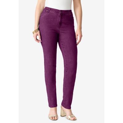Plus Size Women's Classic Stretch Straight Leg Jean by Denim 24/7 by Roamans in Dark Berry (Size 12 T)