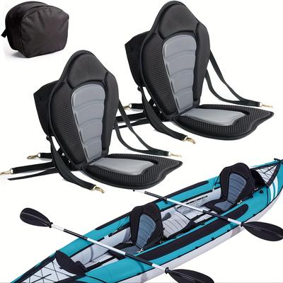 TEMU 2 Pack Of Kayak Seat Deluxe Padded Backrest Seat Sit On Top Cushioned Back Support Sup Paddle Board Seats With Detachable Storage Bag 4 Adjustable Straps For Kayaking Canoeing Rafting Fishing