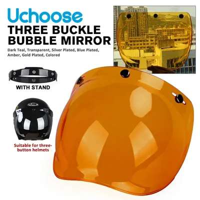 Lente de casco de motocicleta, espejo de burbuja, visera de protección solar, 3 snap, seguridad de