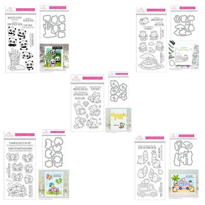 June 2024 Jenoblade Release Panda Friends Bubbly Butterfly Cutting Dies Clear Stamps Scrapbooking