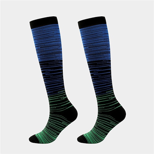 Kompressionsstrümpfe Sportsocken laufsocken 1 Paar Streifen Damen Röhrensocken Atmungsaktiv Schweißableitend Komfortabel Fitnesstraining Basketball Laufen Joggen Radsport Sport Streifen Nylon Image