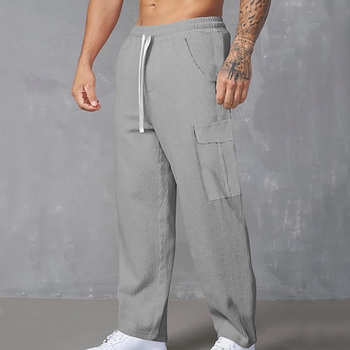 Herren Cargo-Hosen Cordhose Taktische Hose Hose Elastischer Bund Kordelzug Mehrere Taschen Einfach tragbar Outdoor Täglich Campen und Wandern Mode Klassisch Schwarz Armeegrün Image