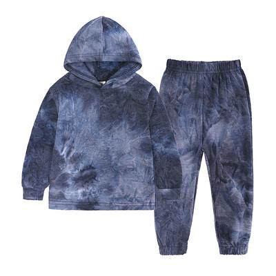 Unisex Boys Girls' 3D Tie Dye Sports Suit HoodieSet Tracksuits Long Sleeve Spring Fall Daily Casual Comfort Kids 4-12 Years Hooded Outdoor Vacation Sports Tailored Fit