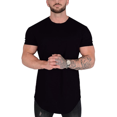 Herren Einfarbig Lauf-T-Shirt Kurzarm T-Shirt Lässig Athleisure Sommer Schnelltrocknend Weich Atmungsaktiv Fitnesstraining Gehen Joggen Sportbekleidung Sportkleidung Blau Schwarz Weiß Image