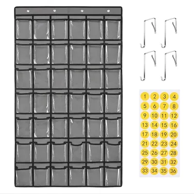 42 Pocket Classroom Pocket Chart for Cell Phones and Calculator Clear Cellphone Pocket Chart for
