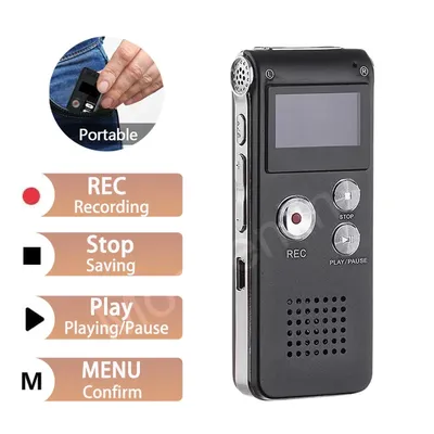 Digital Voice Activated Recorder with Playback 8GB MP3 Player Sound Audio Recorder Professional Mini