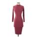 Fashion Nova Cocktail Dress - Midi Turtleneck Long Sleeve: Burgundy Solid Dresses - Women's Size Small