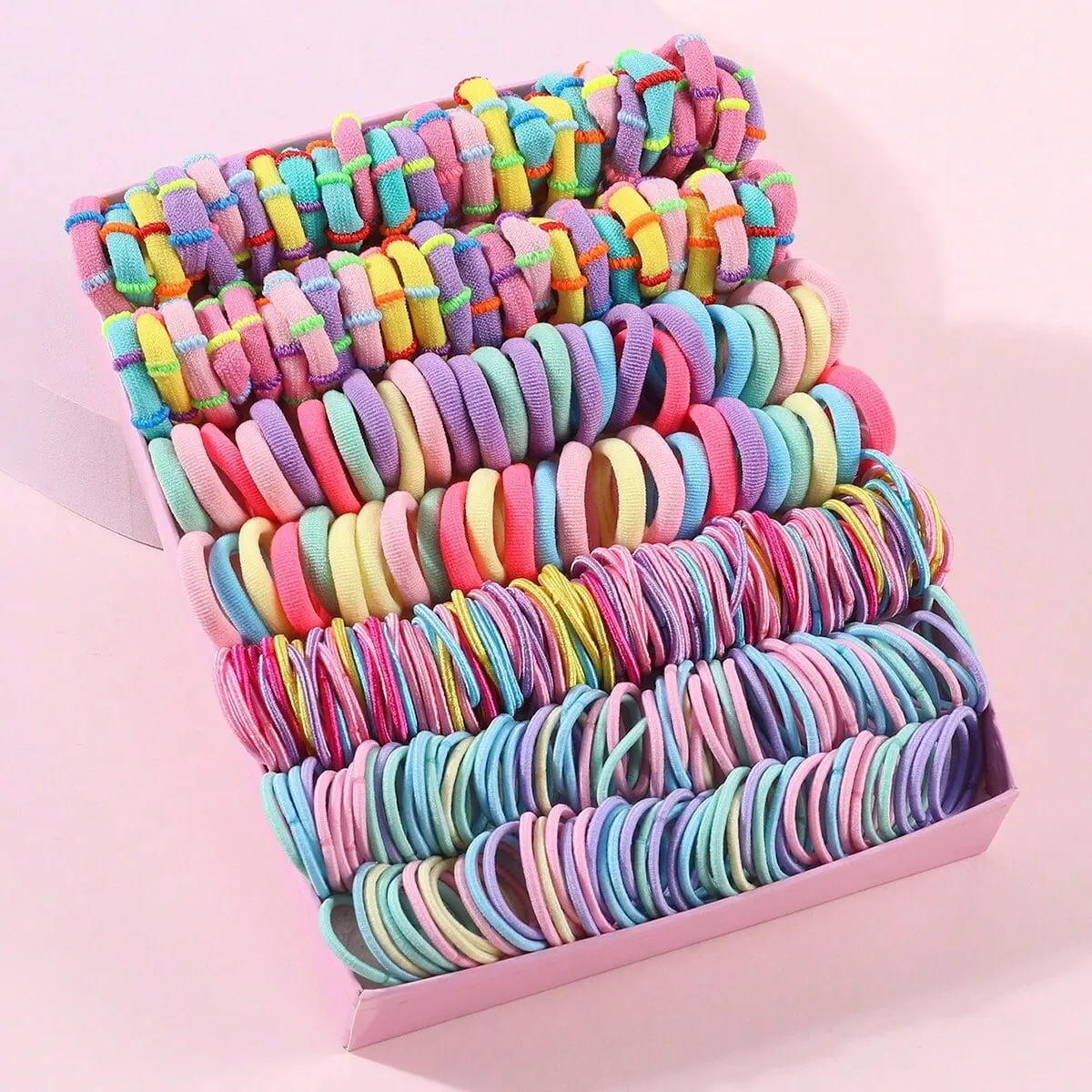 250/300Pcs Mädchen Bunte Haarbänder Set Nylon Elastische Gummiband Kinder Pferdeschwanz Halter Scrunchies Kinder Haar Zubehör Image