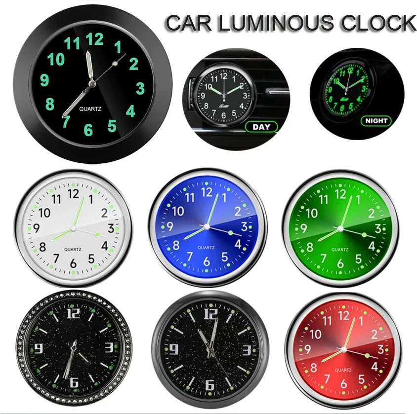 Horloge de voiture lumineuse pour Automobiles, Mini montre numérique à coller interne, mécanique, horloges à Quartz, ornement automobile, accessoires de voiture